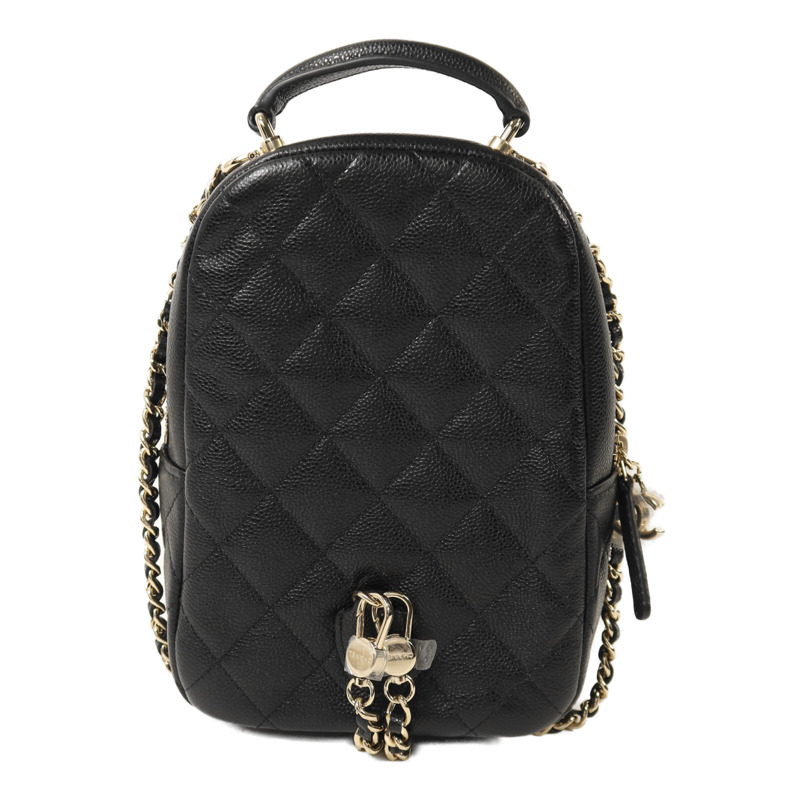CHANEL 牛皮皮革Matelasse Mini Backpack金扣鏈帶背包-1
