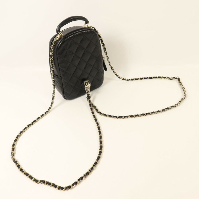 CHANEL 牛皮皮革Matelasse Mini Backpack金扣鏈帶背包-7