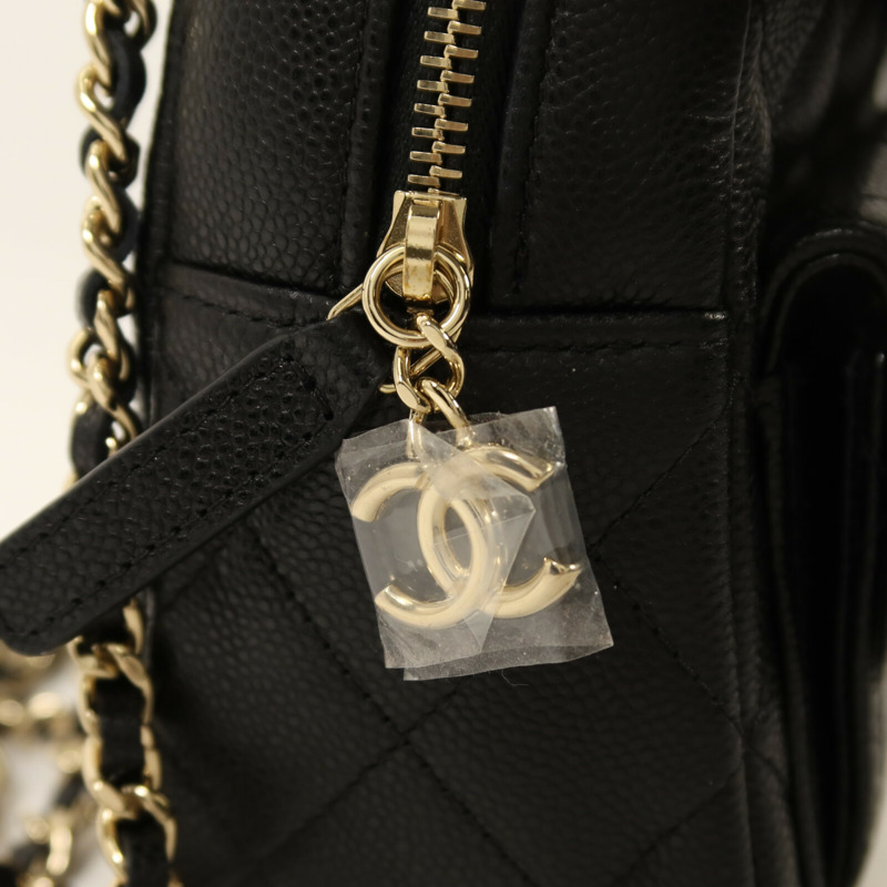 CHANEL 牛皮皮革Matelasse Mini Backpack金扣鏈帶背包-9