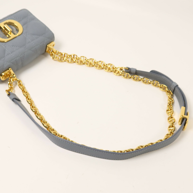 Dior 牛皮皮革Micro Caro金扣鏈帶肩背袋-6