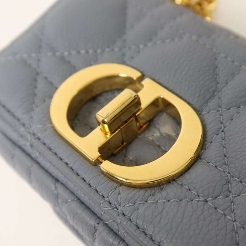 Dior 牛皮皮革Micro Caro金扣鏈帶肩背袋-7