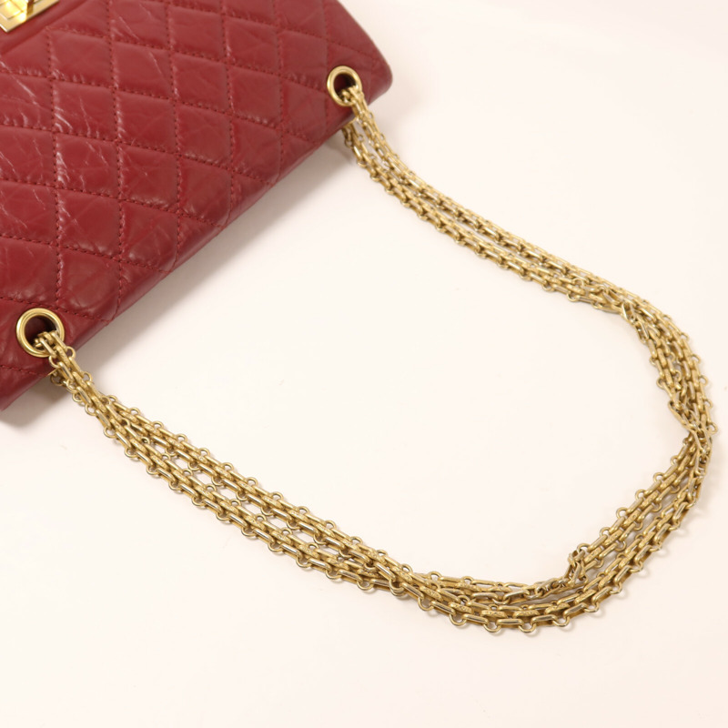 CHANEL 牛皮皮革2.55 Chain Shoulder金扣鏈帶肩背袋-7