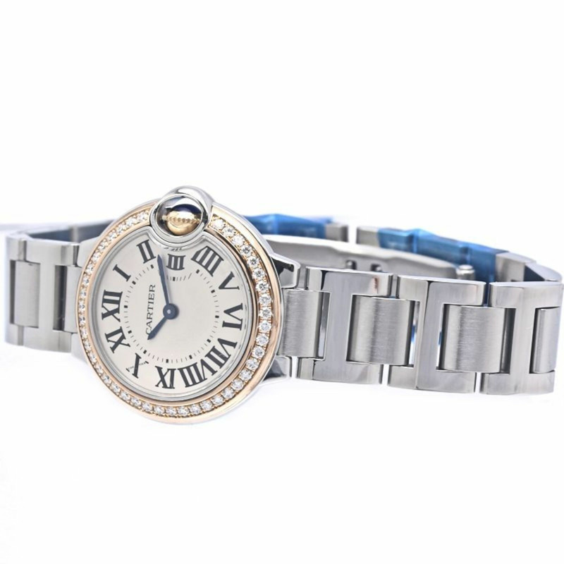 卡地亞 Cartier Ballon Bleu SM 鑲鑽錶圈 WE902079 女士腕錶 K18PGxSS 40308-2
