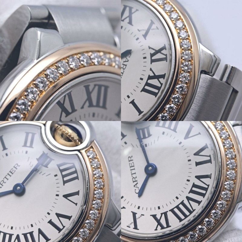 卡地亞 Cartier Ballon Bleu SM 鑲鑽錶圈 WE902079 女士腕錶 K18PGxSS 40308-7