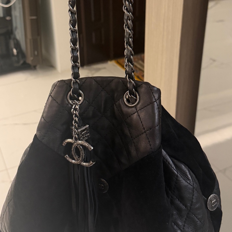 Chanel Dallas秀款雙銀鏈水桶包-10