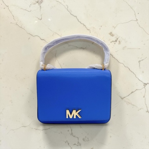 莉亞精品♡ MK 寶石藍立體金釦翻蓋包 二手美包