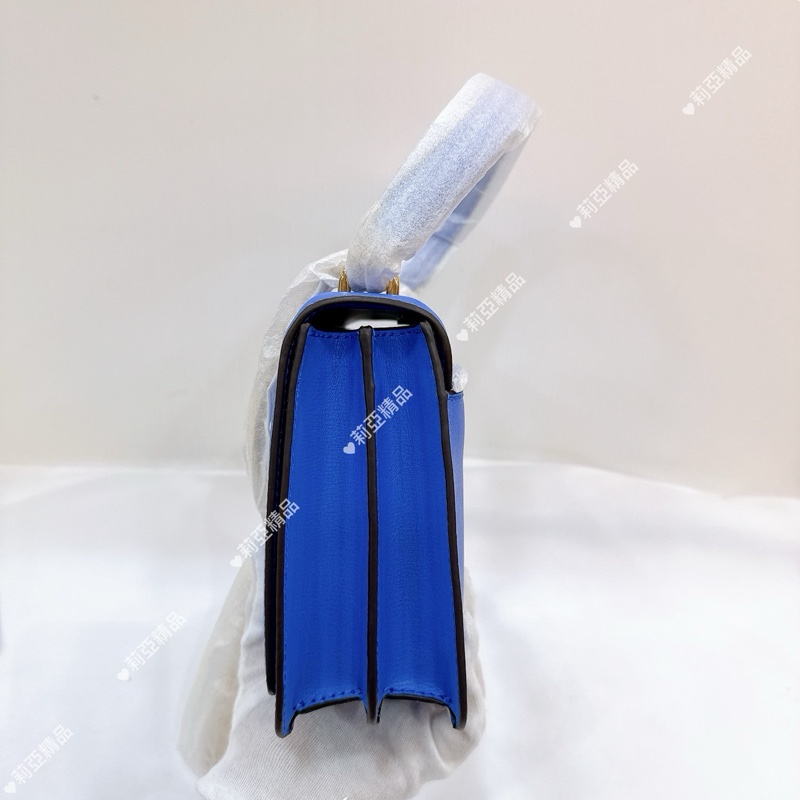 莉亞精品♡ MK 寶石藍立體金釦翻蓋包 二手美包-5