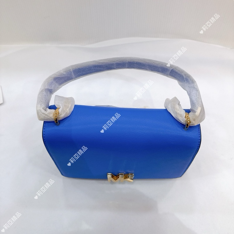 莉亞精品♡ MK 寶石藍立體金釦翻蓋包 二手美包-6