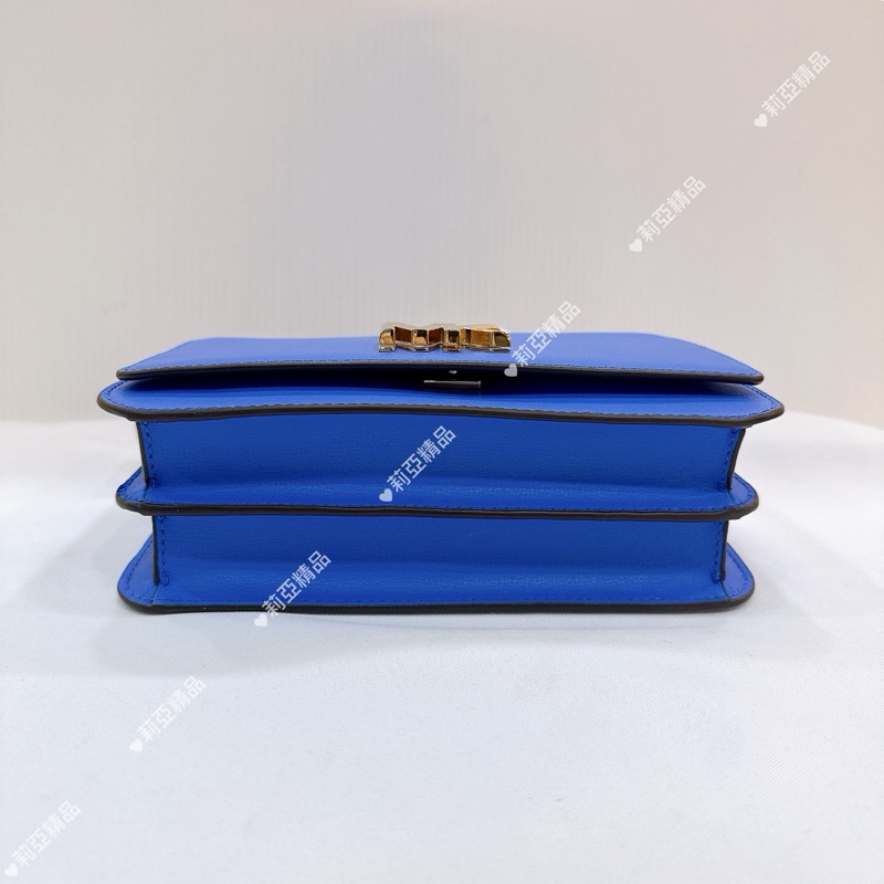 莉亞精品♡ MK 寶石藍立體金釦翻蓋包 二手美包-7