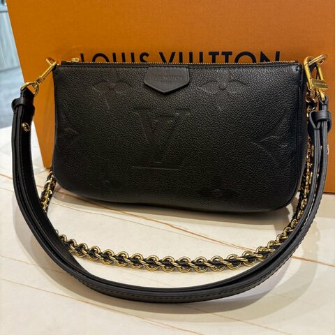*SHIHNA名牌精品* LV M80399 Multi Pochette Accessoires 黑壓紋牛皮二合一麻將包