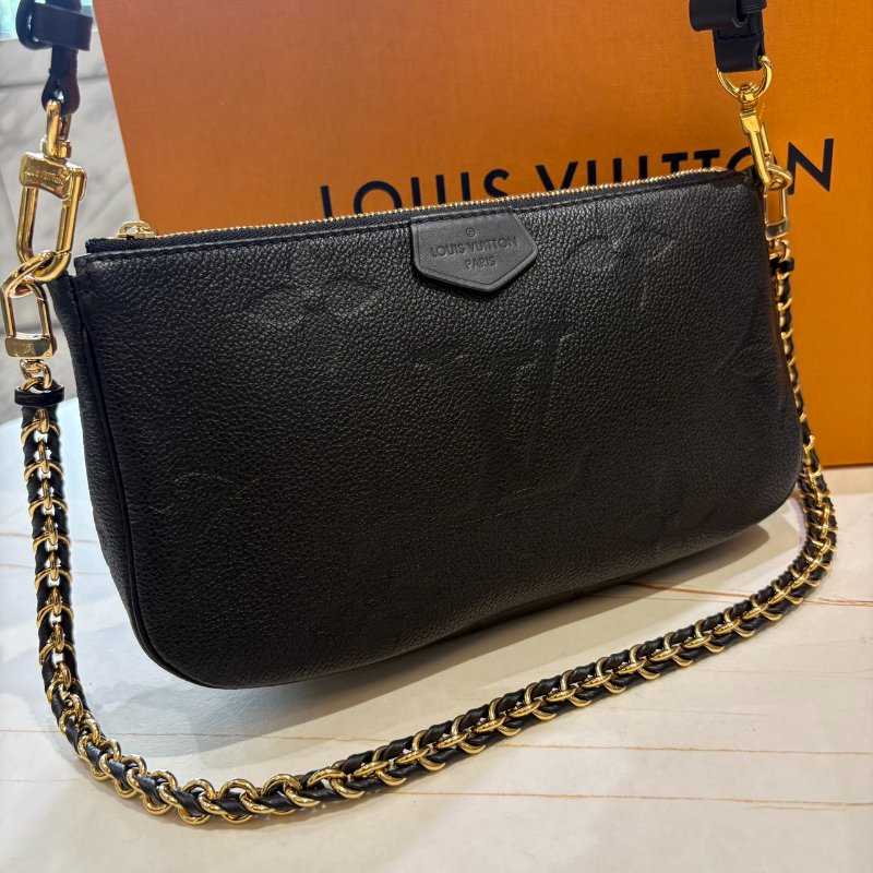 *SHIHNA名牌精品* LV M80399 Multi Pochette Accessoires 黑壓紋牛皮二合一麻將包-1