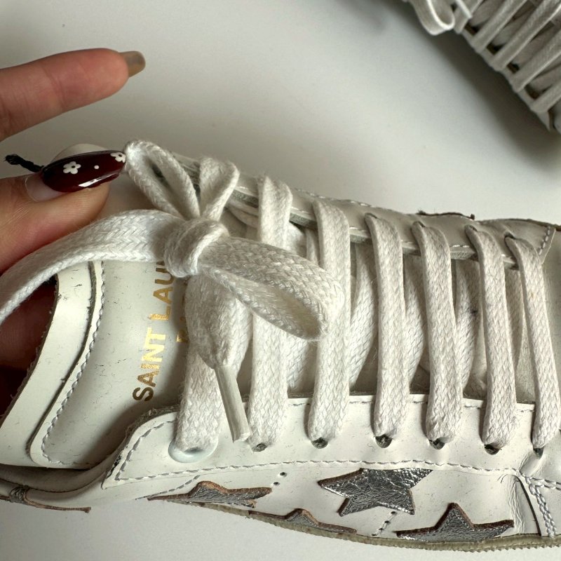 😍日常必買 YSL 聖羅蘭白色星星造型板鞋 37-22