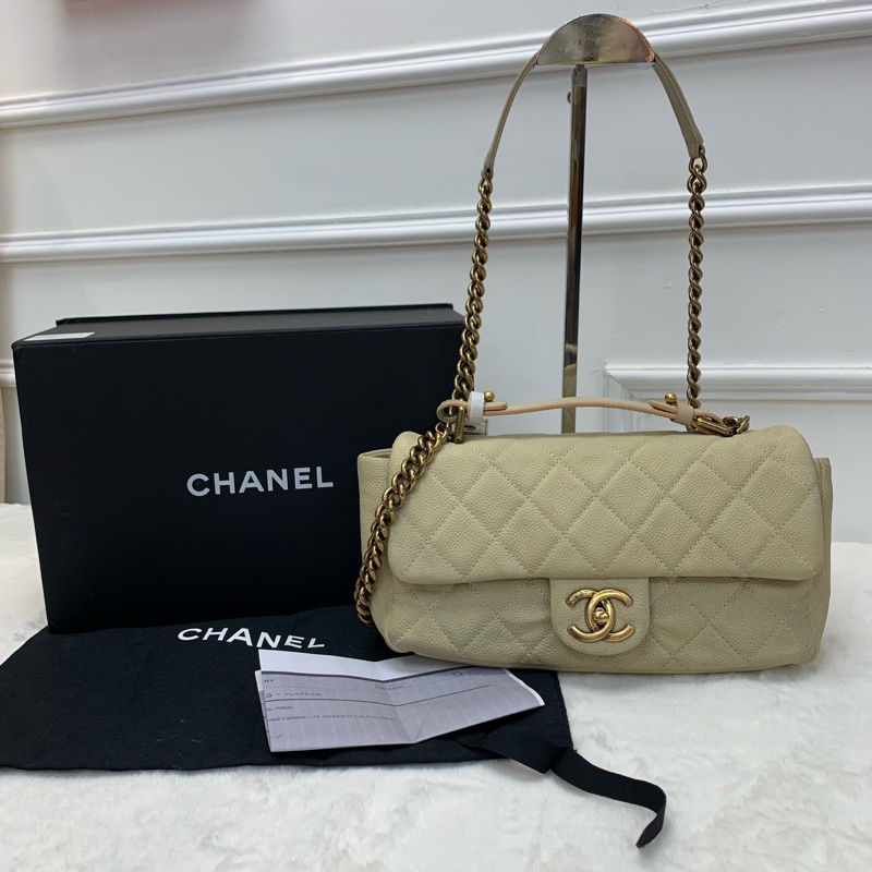 復古做舊感Max Chanel Handle Flap Bag象牙白🫢-0