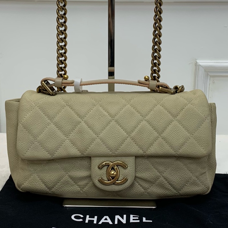 復古做舊感Max Chanel Handle Flap Bag象牙白🫢-8