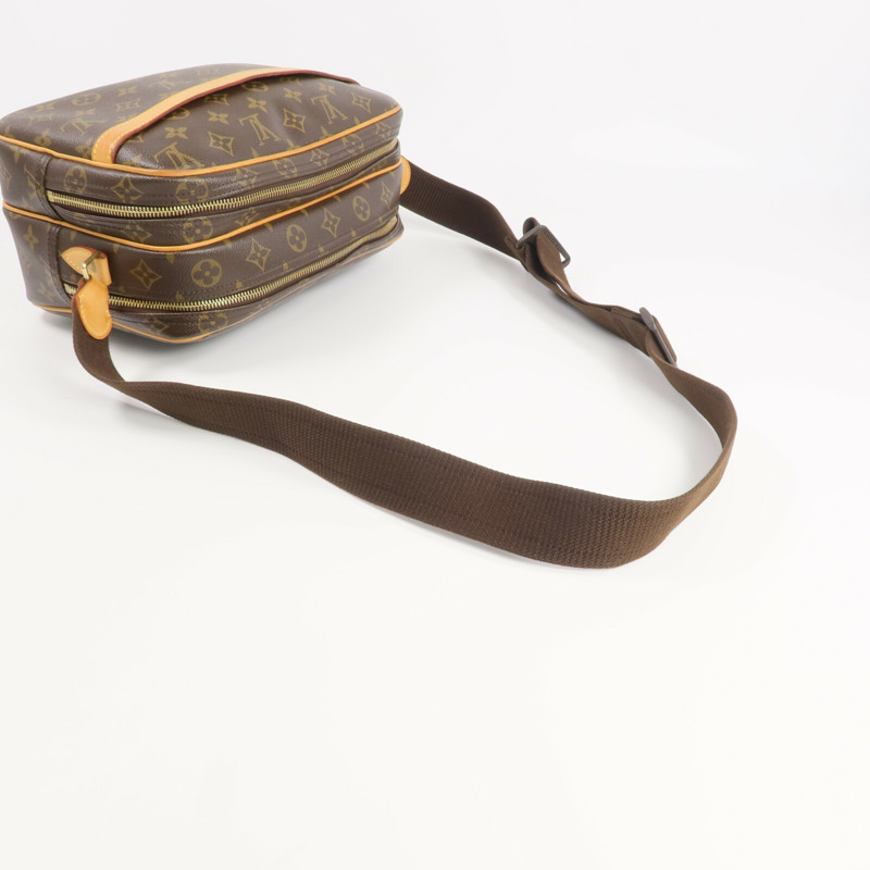 LOUIS VUITTON Monogram Reporter PM金扣肩背袋棕色-4
