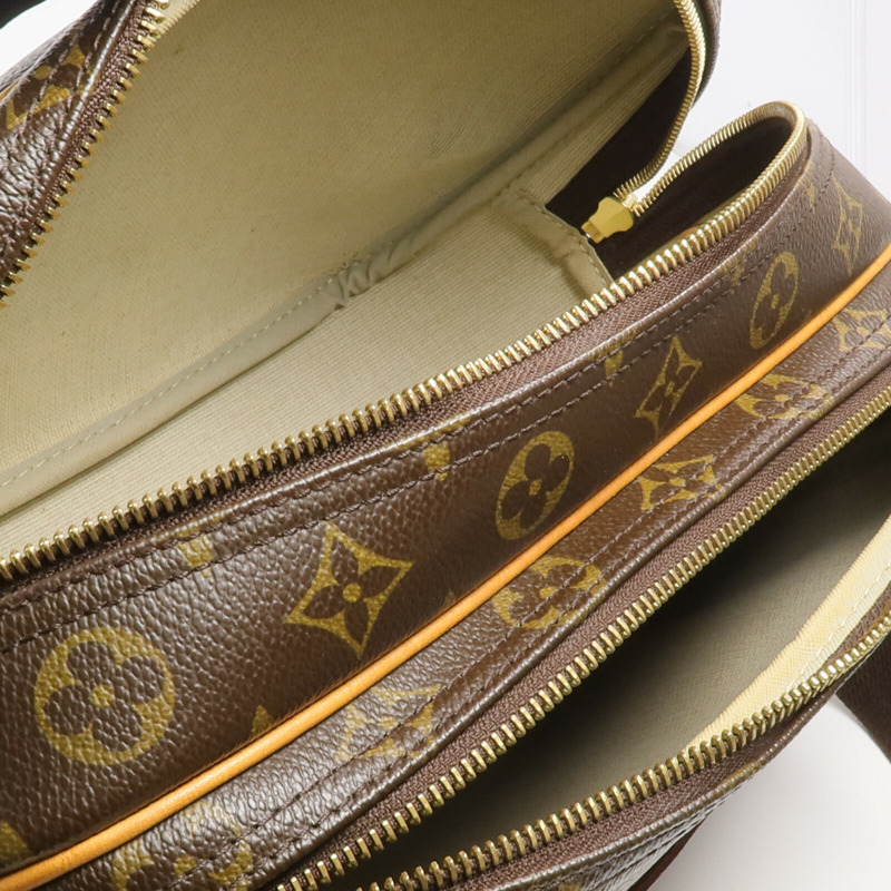 LOUIS VUITTON Monogram Reporter PM金扣肩背袋棕色-11