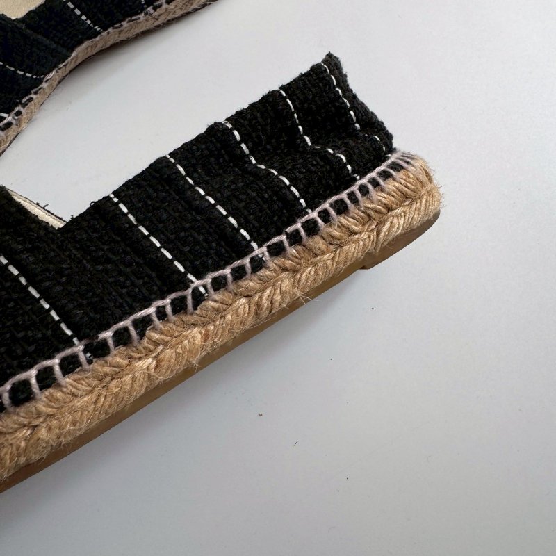 💥經典必買回歸 Chanel 黑色毛呢拼漆皮草編鞋-5