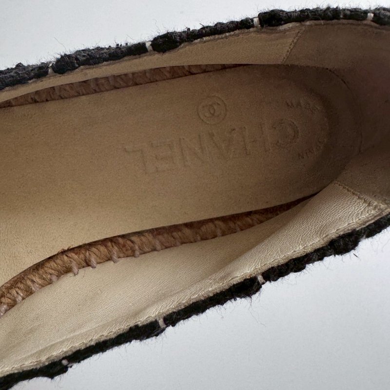 💥經典必買回歸 Chanel 黑色毛呢拼漆皮草編鞋-17