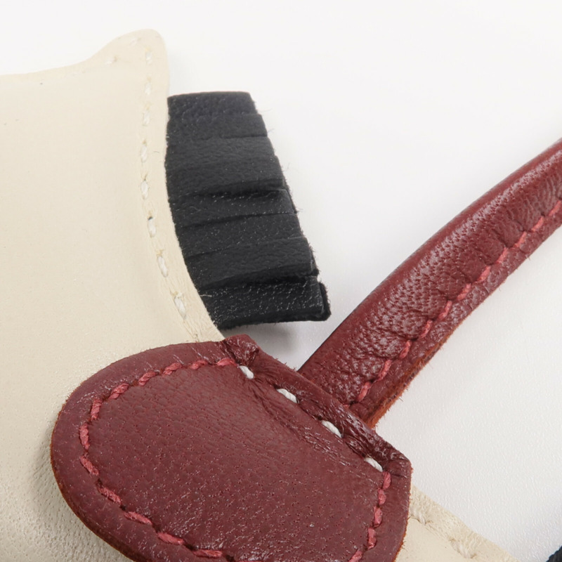 HERMES Milo皮革Rodeo PM掛飾Craie/Noir/Rouge H-3