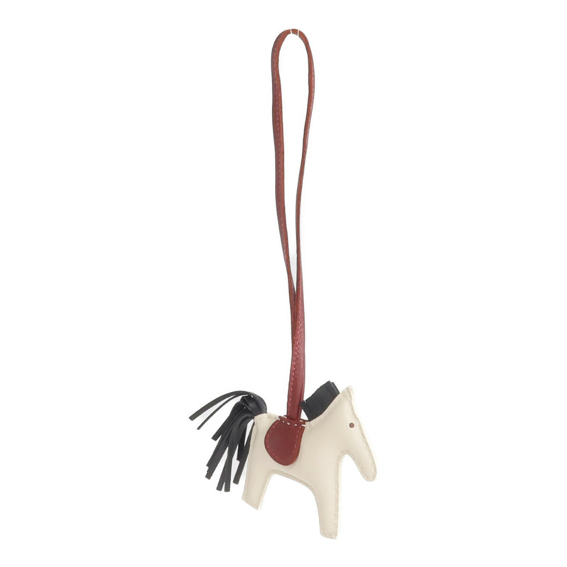 HERMES Milo皮革Rodeo PM掛飾Craie/Noir/Rouge H-5