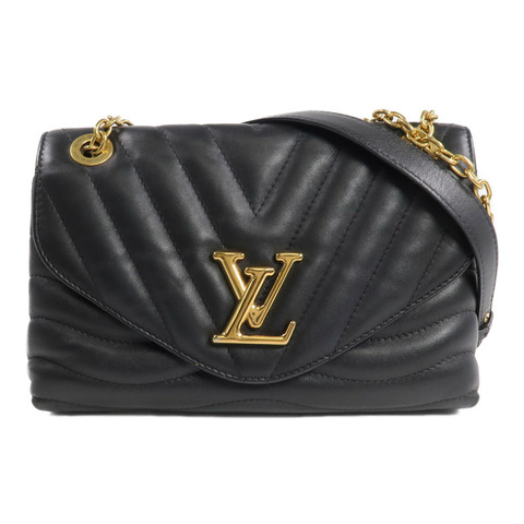 LOUIS VUITTON 牛皮皮革New Wave Chain Bag MM金扣鏈帶肩背袋