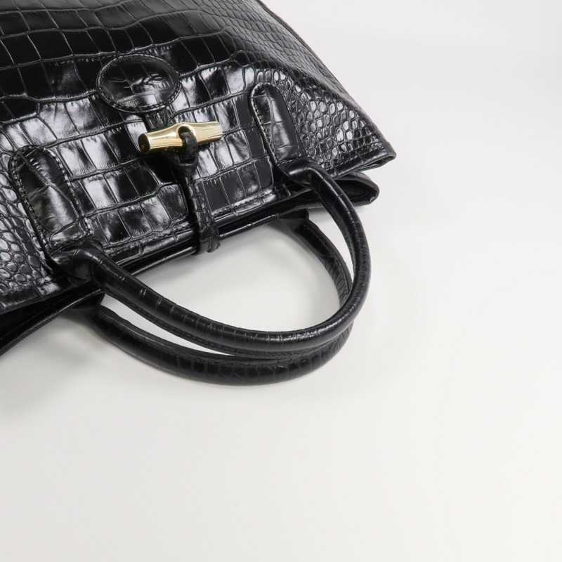 Longchamp 牛皮皮革Handbag金扣手挽袋-4