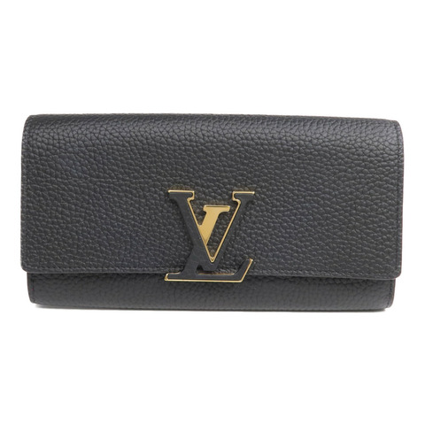 LOUIS VUITTON Taurillon Capucines Wallet金扣長錢包
