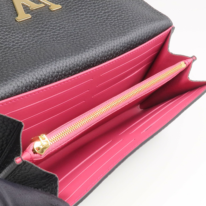 LOUIS VUITTON Taurillon Capucines Wallet金扣長錢包-11