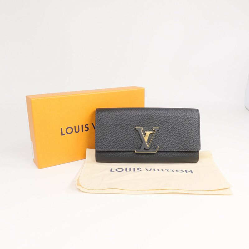 LOUIS VUITTON Taurillon Capucines Wallet金扣長錢包-14