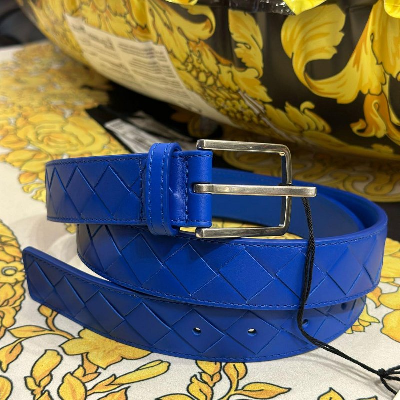 💎Han's house精品服飾💎 BOTTEGA VENETA BV 藍 編織 皮帶 真皮 寬3cm 原價20800-0