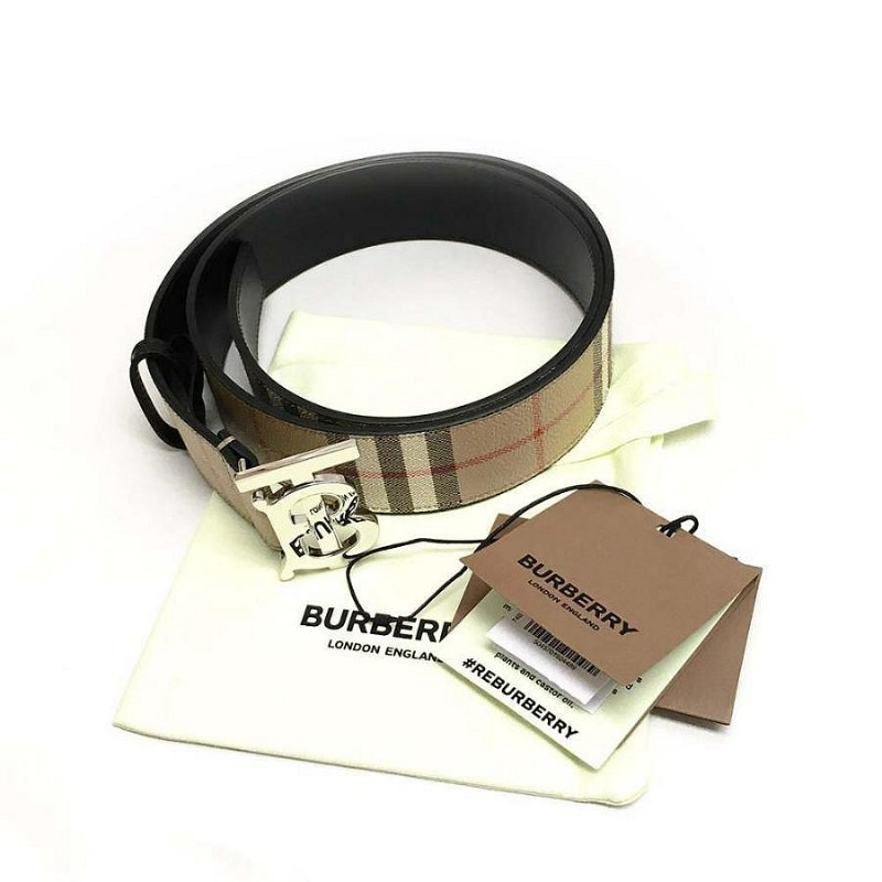 💎Han's house精品服飾💎Burberry TB 小牛皮 皮帶 格紋 寬4 現貨 原價14900 0 直購-4