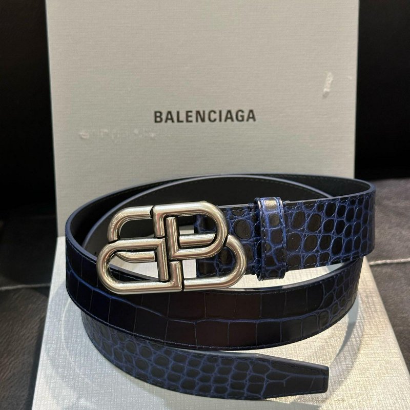 💎Han's house精品服飾💎 Balenciaga 巴黎世家 牛皮 鱷魚壓紋 皮帶 寬 3.5 cm-0