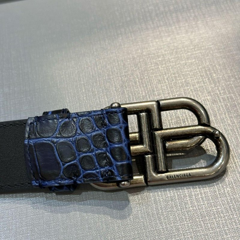 💎Han's house精品服飾💎 Balenciaga 巴黎世家 牛皮 鱷魚壓紋 皮帶 寬 3.5 cm-3