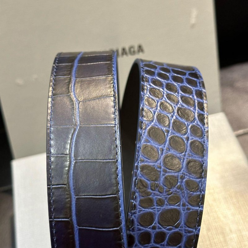 💎Han's house精品服飾💎 Balenciaga 巴黎世家 牛皮 鱷魚壓紋 皮帶 寬 3.5 cm-4