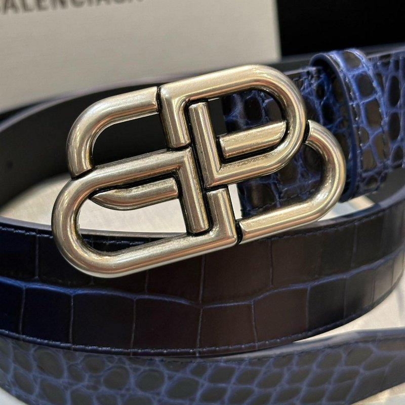 💎Han's house精品服飾💎 Balenciaga 巴黎世家 牛皮 鱷魚壓紋 皮帶 寬 3.5 cm-5