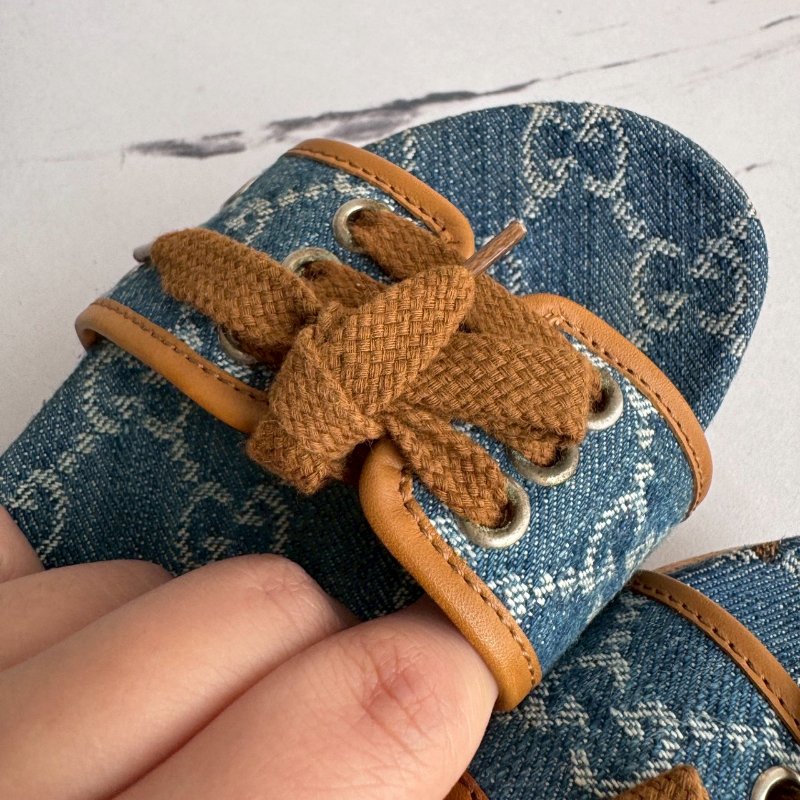❤️‍🔥不能沒這雙❤️‍🔥GUCCI 牛仔布綁帶厚底涼鞋-2