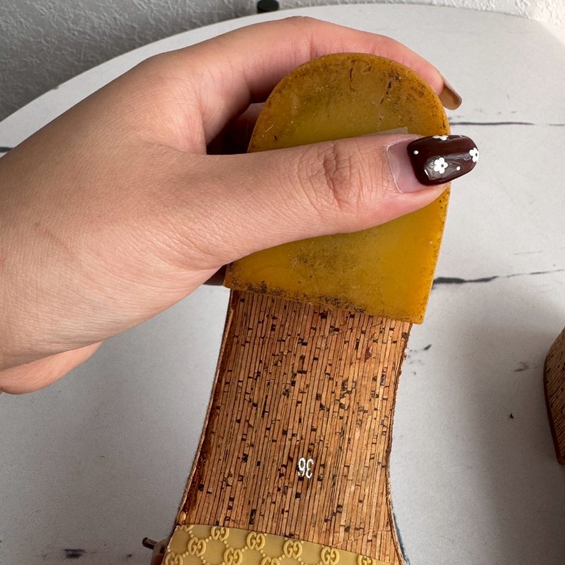 ❤️‍🔥不能沒這雙❤️‍🔥GUCCI 牛仔布綁帶厚底涼鞋-13