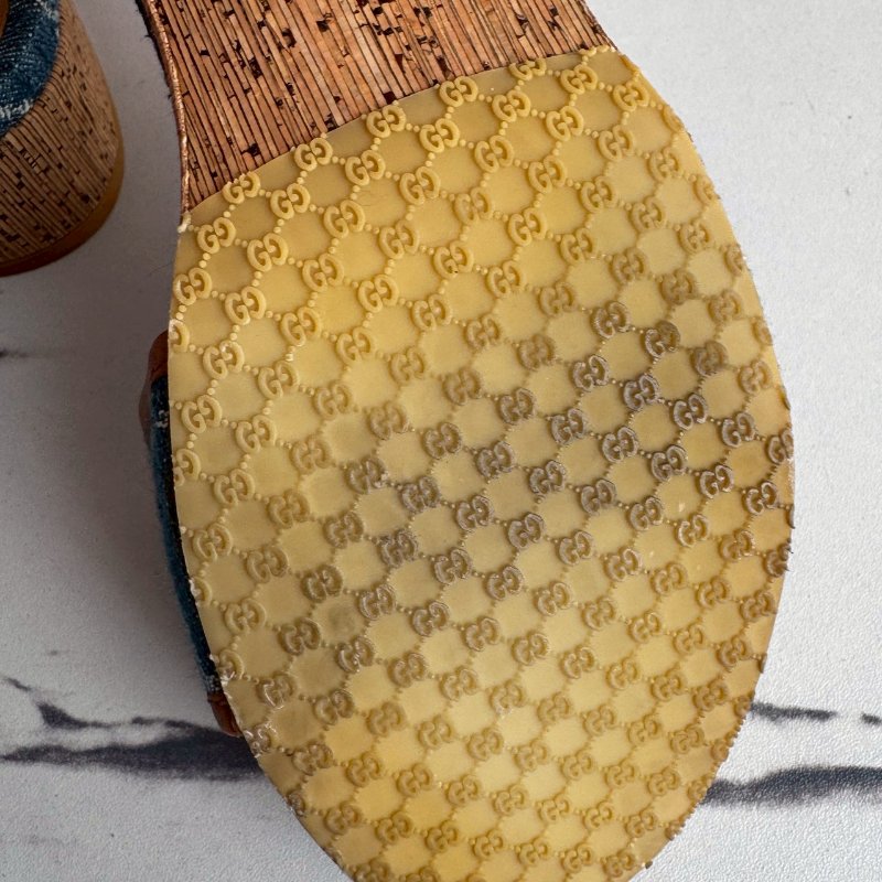 ❤️‍🔥不能沒這雙❤️‍🔥GUCCI 牛仔布綁帶厚底涼鞋-14