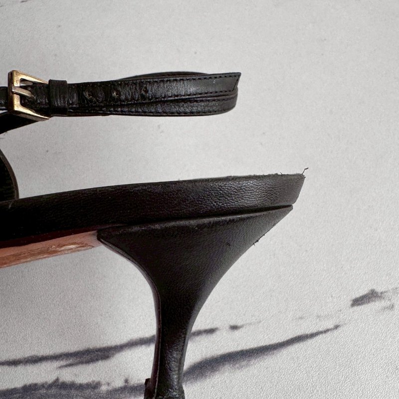 💥可休閒可正式 GUCCI 黑色尖頭竹節低跟鞋-14