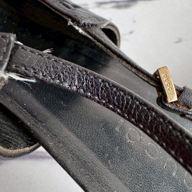 💥可休閒可正式 GUCCI 黑色尖頭竹節低跟鞋-23