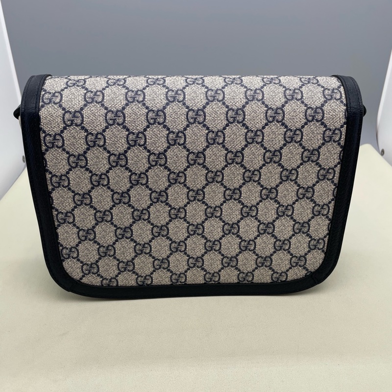 99新古馳/Gucci 1955系列 復古銀扣馬銜扣老花帆布拼皮革 尺寸25x 18x 8cm-1