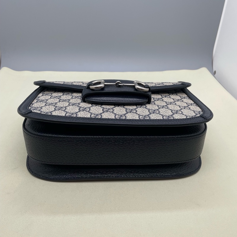 99新古馳/Gucci 1955系列 復古銀扣馬銜扣老花帆布拼皮革 尺寸25x 18x 8cm-2