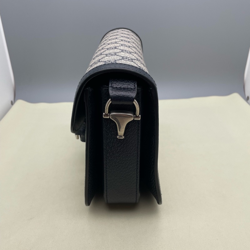 99新古馳/Gucci 1955系列 復古銀扣馬銜扣老花帆布拼皮革 尺寸25x 18x 8cm-4