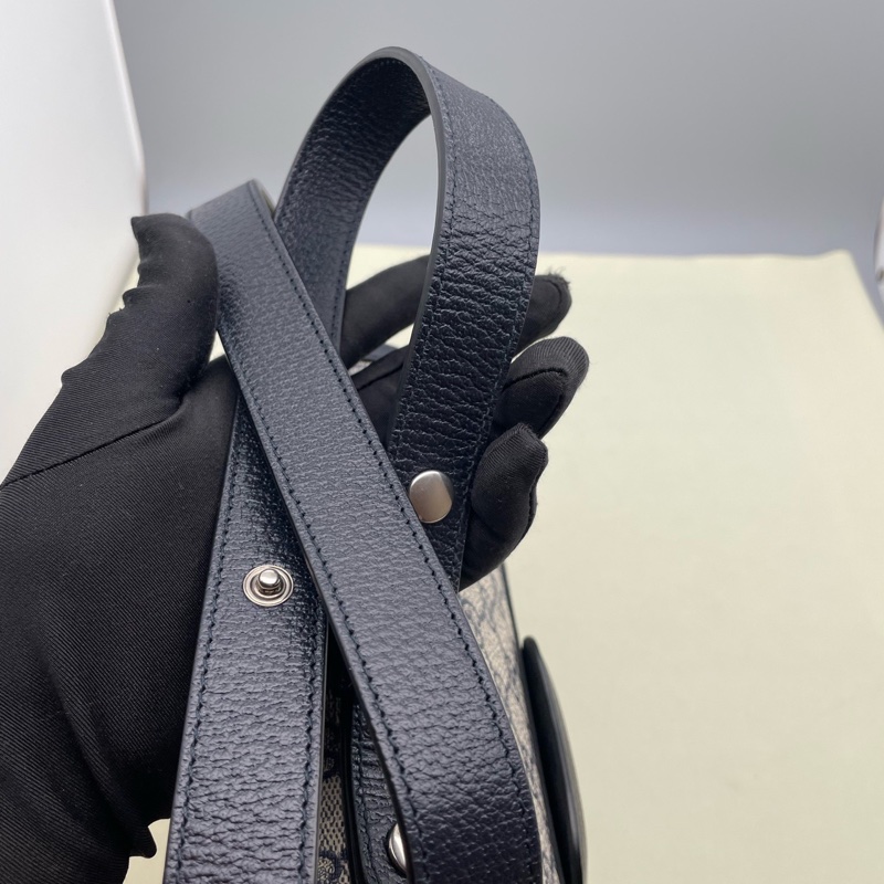 99新古馳/Gucci 1955系列 復古銀扣馬銜扣老花帆布拼皮革 尺寸25x 18x 8cm-6