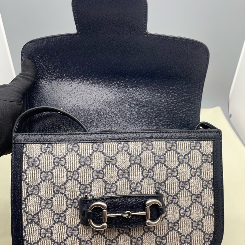 99新古馳/Gucci 1955系列 復古銀扣馬銜扣老花帆布拼皮革 尺寸25x 18x 8cm-8