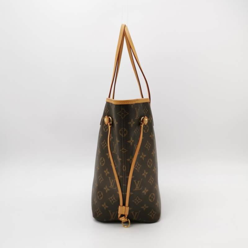 Louis Vuitton (LV)Neverfull中號植鞣革Monogram印花束帶單肩包晶片款-2