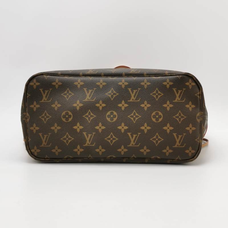 Louis Vuitton (LV)Neverfull中號植鞣革Monogram印花束帶單肩包晶片款-5