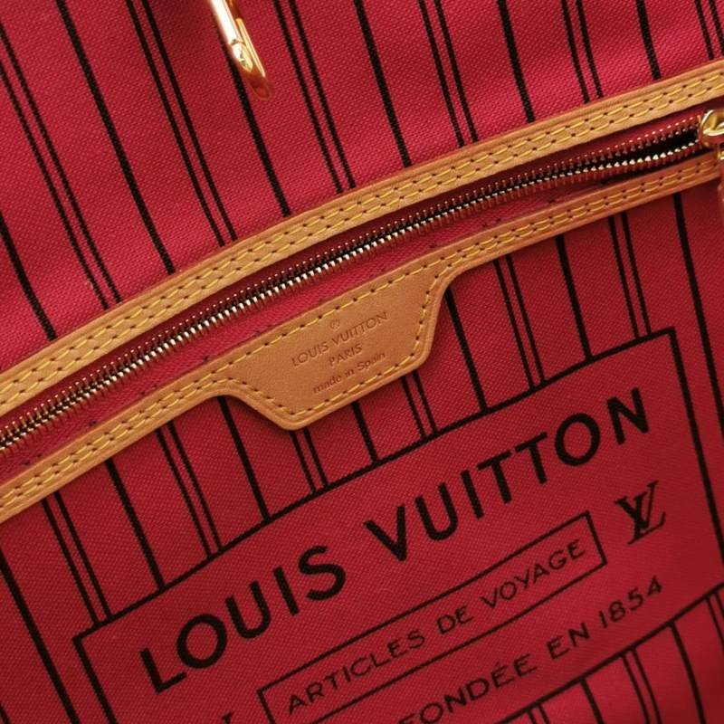Louis Vuitton (LV)Neverfull中號植鞣革Monogram印花束帶單肩包晶片款-7