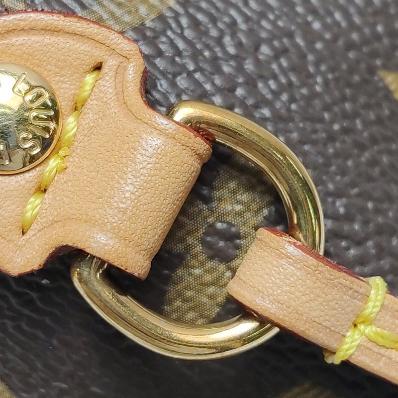 Louis Vuitton (LV)Neverfull中號植鞣革Monogram印花束帶單肩包晶片款-12