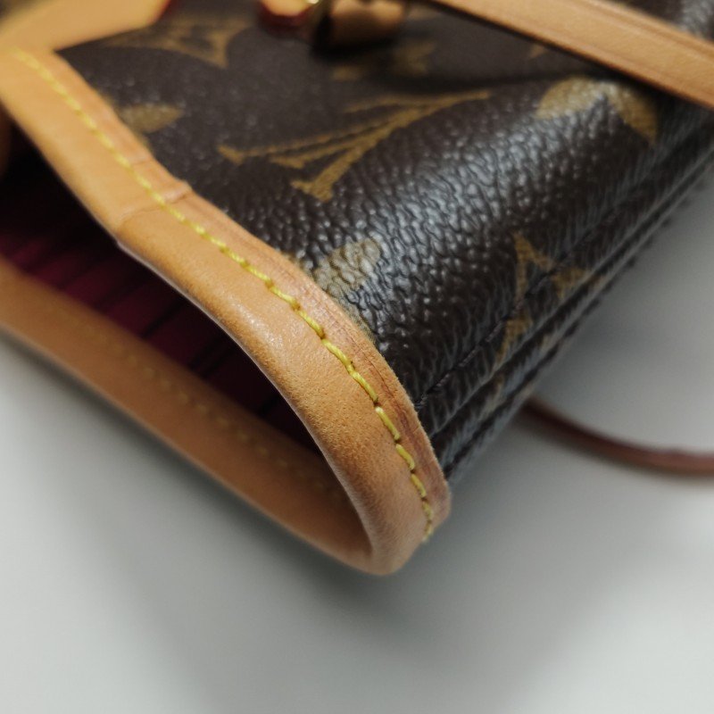 Louis Vuitton (LV)Neverfull中號植鞣革Monogram印花束帶單肩包晶片款-15